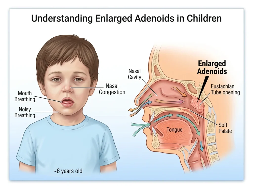 Coblation adenoidectomy procedure showing bloodless removal of adenoids